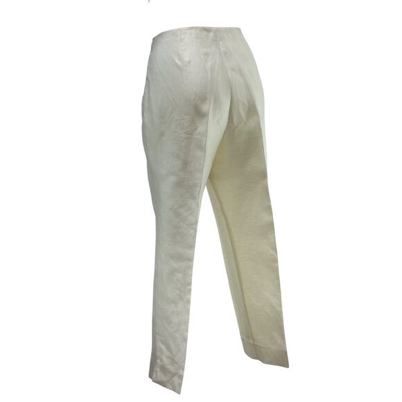 Sigrid Olsen Womens Ivory Silk Blend Straight-Leg Pants Size 12 - Picture 9 of 10